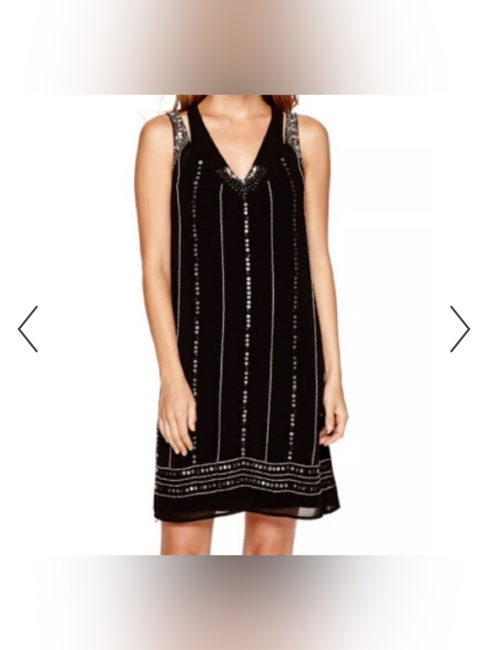Nicole by Nicole Miller Black Beaded V-Neck Shift Dress - size 2